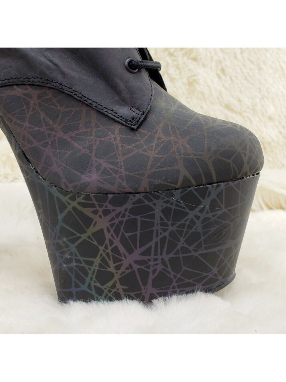 Reflective Geometric Platform High Heel Ankle Boots - Picture 16 of 17